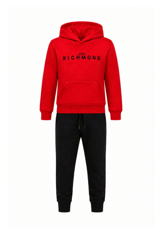 John Richmond Tuta ROSSA con cappuccio E LOGO GOMMATO Bambini e ragazzi rba26007cf.ro_