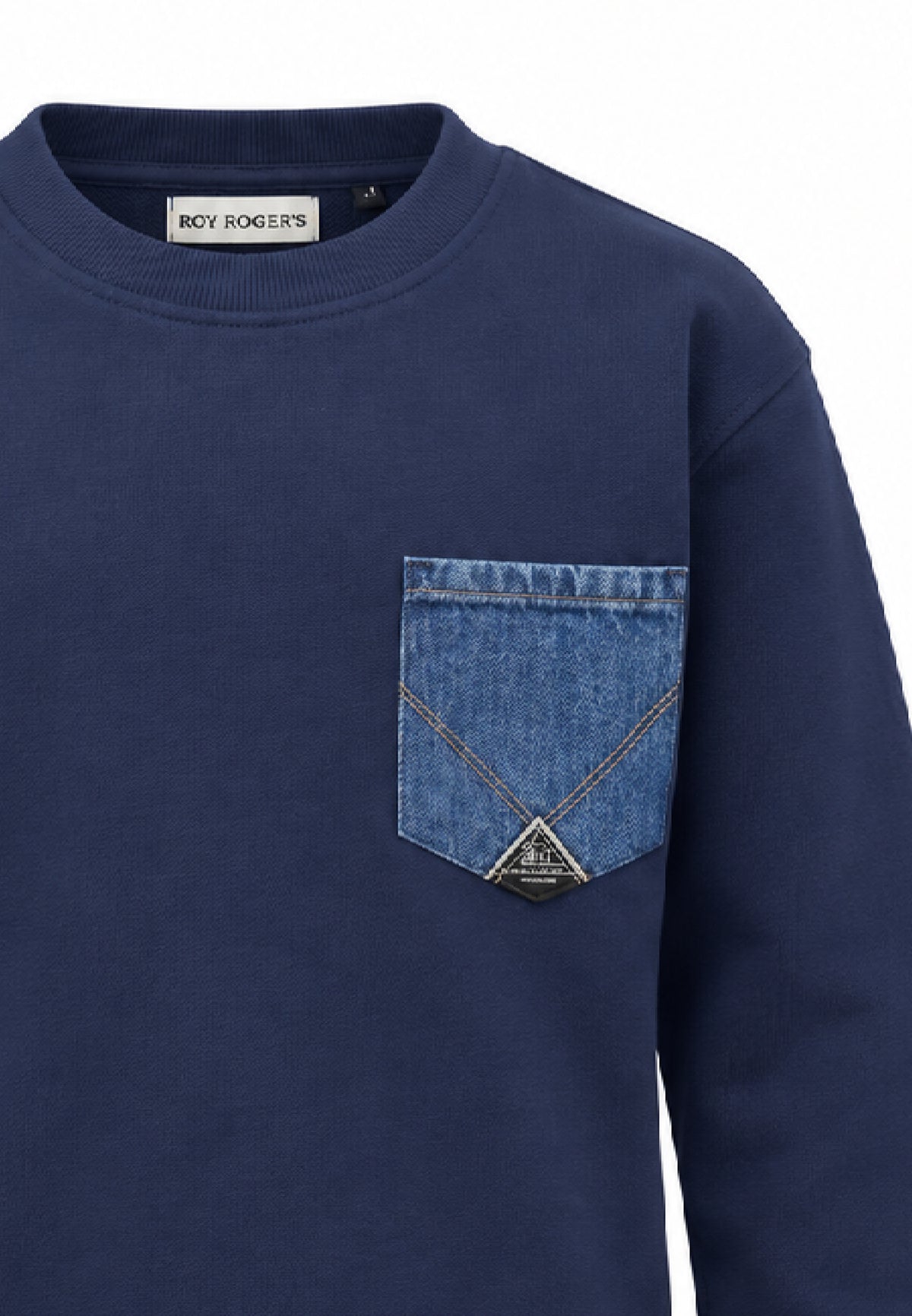Roy Roger's felpa BLU GIROCOLLO CON TASCHINO IN DENIM Bambini e ragazzi rz485/00.blu_