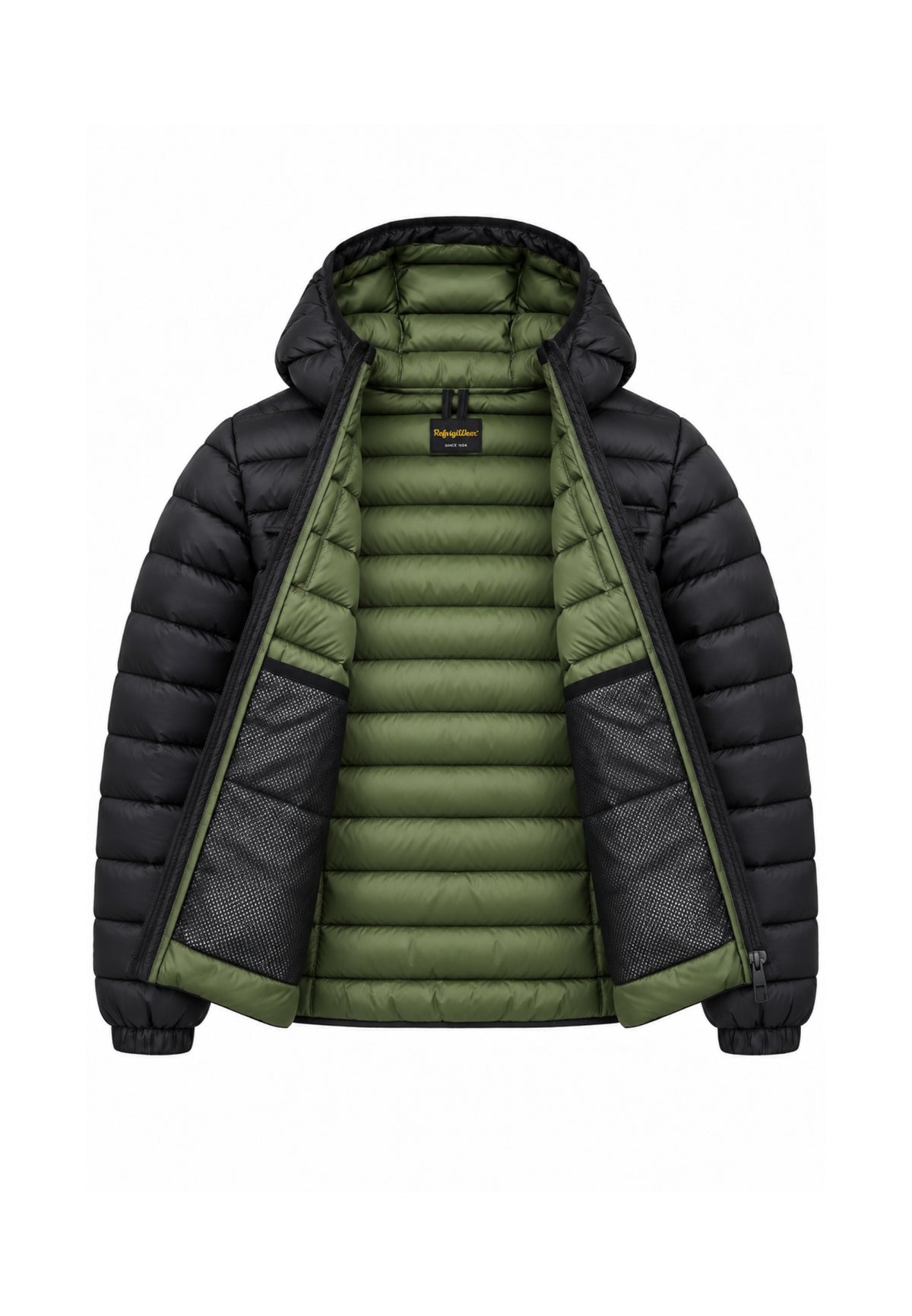 REFRIGIWEAR GIUBBOTTO NERO CON CAPPUCCIO E FODERA A CONTRASTO Bambini e ragazzi R2156CW26.NE_