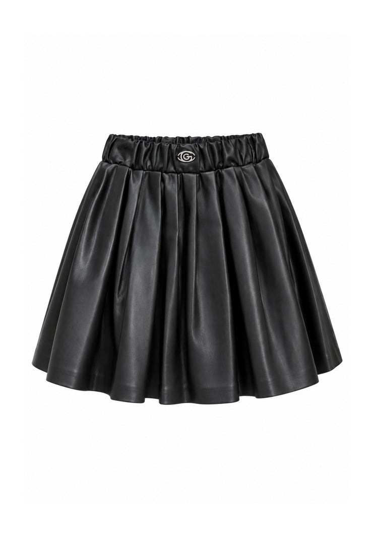 Gabriella Gucci GONNA NERA A PIEGHE IN ECOPELLE Bambine e ragazze GK416.NE_