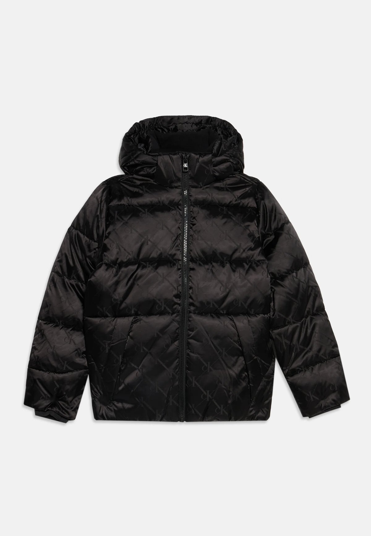 CALVIN KLEIN GIUBBOTTO NERO LOGATO CAPPUCCIO REMOVIBILE Bambini e ragazzi LVCKFJM07BBEH.NE_