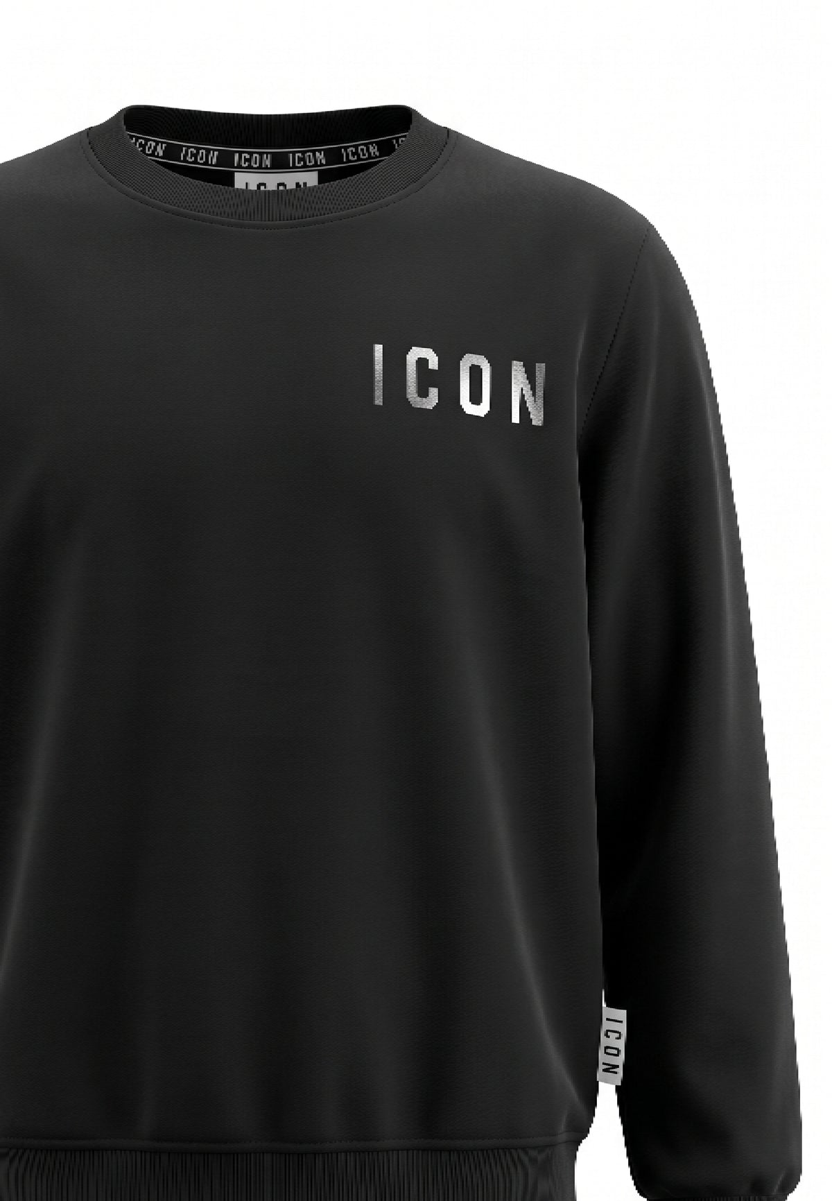 ICON FELPA NERA A GIROCOLLO CON LOGO TONO SU TONO Bambini e ragazzi ibsw001531.nero/nero_