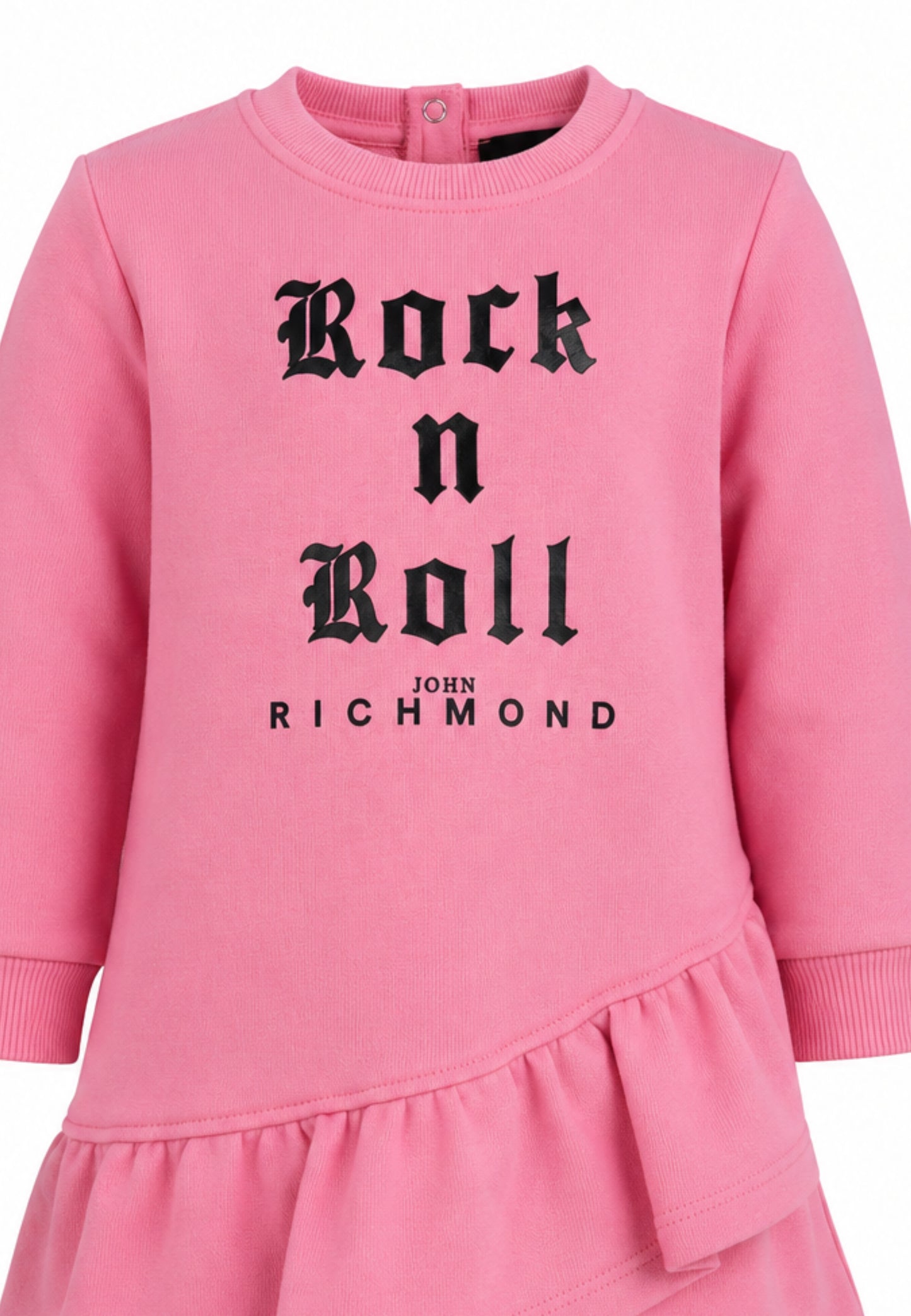 John Richmond abitino ROSA A MANICHE LUNGHE CON SCRITTA NERA E BALZE ASIMMETRICHE Bambine e ragazze ria26100ve.rosa_