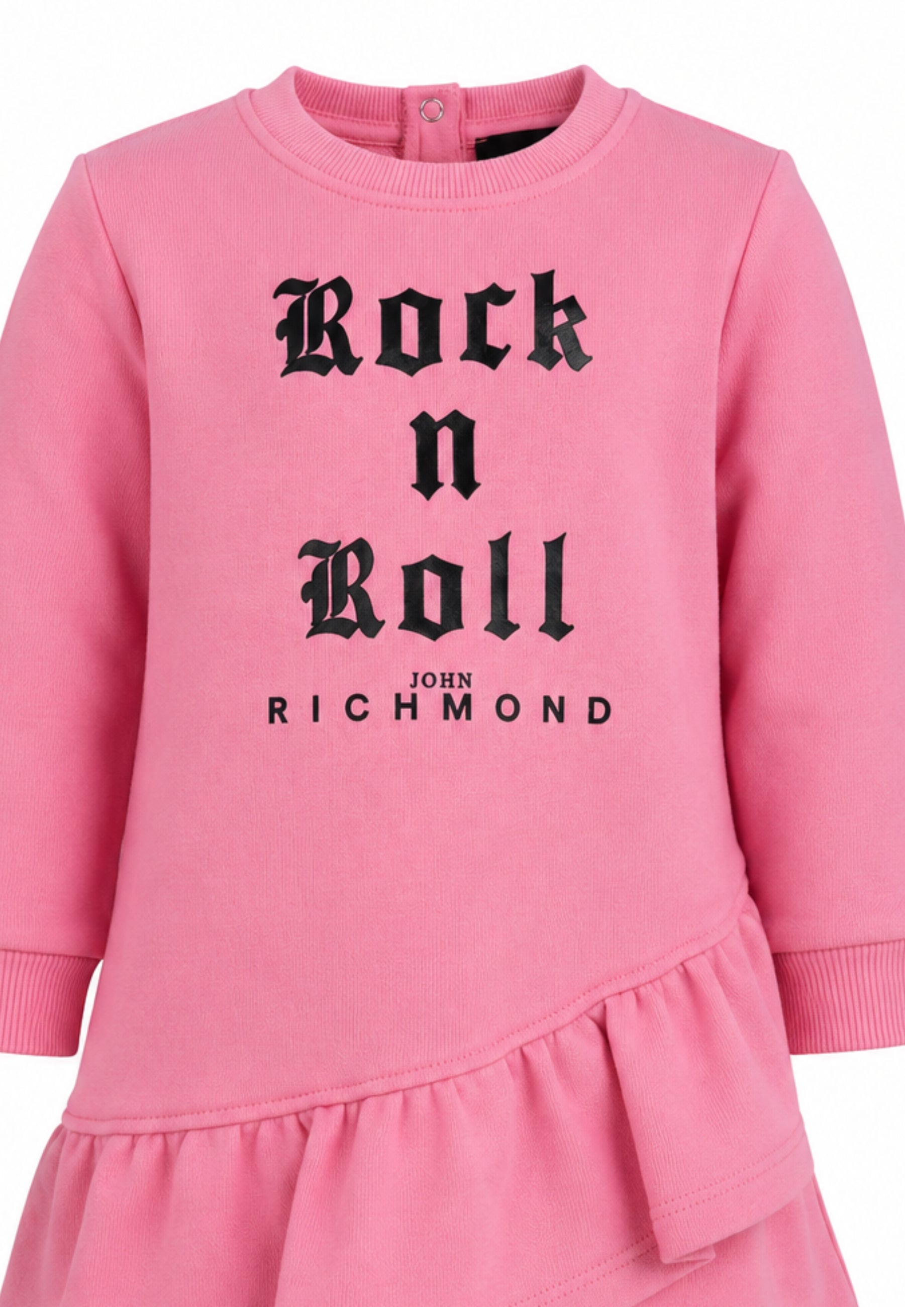 John Richmond abitino ROSA A MANICHE LUNGHE CON SCRITTA NERA E BALZE ASIMMETRICHE Bambine e ragazze ria26100ve.rosa_