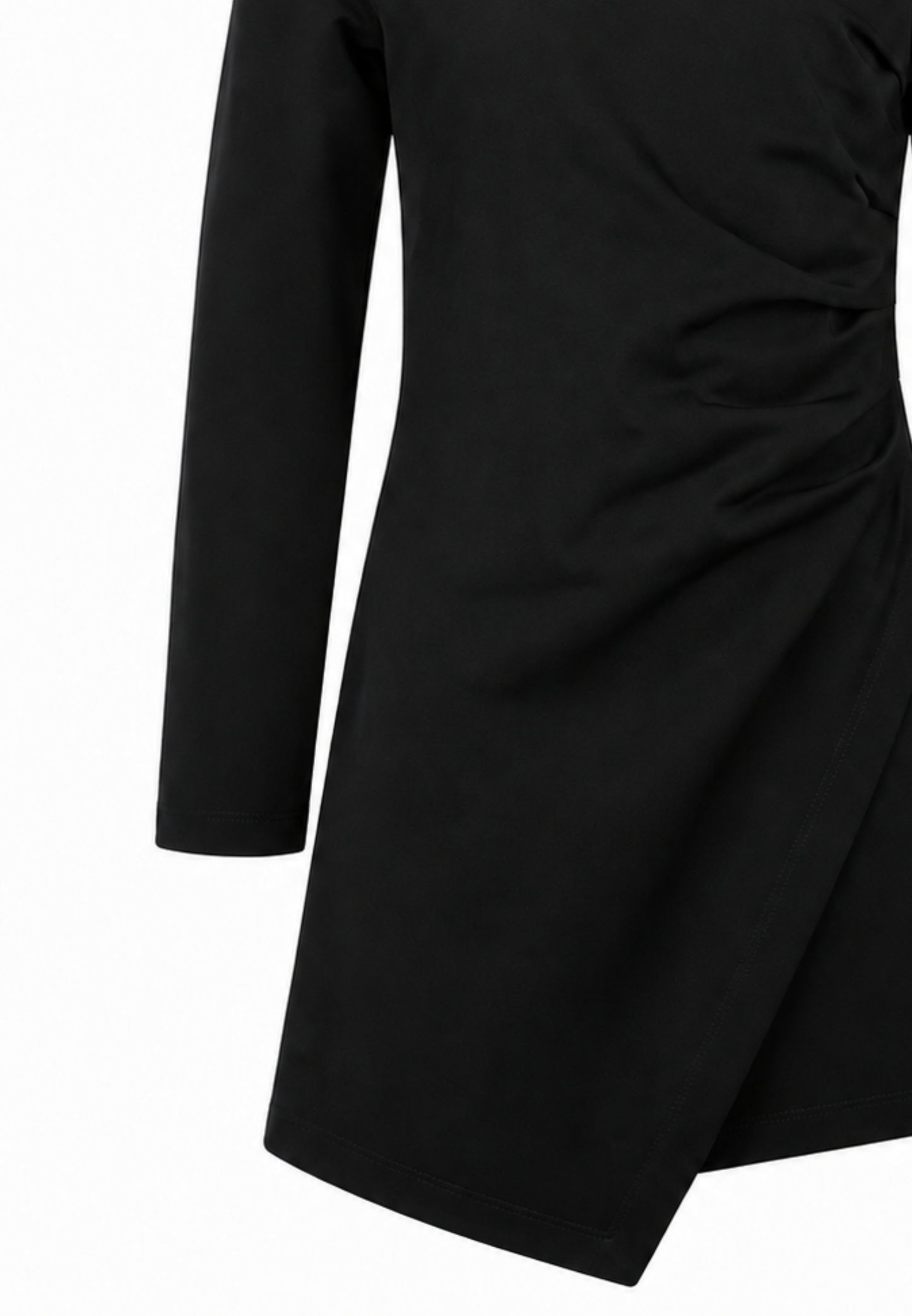 MON SAURIRE abitino nero a maniche lunghe con drappeggio asimmetrico Bambine e ragazze m1434j.ne_