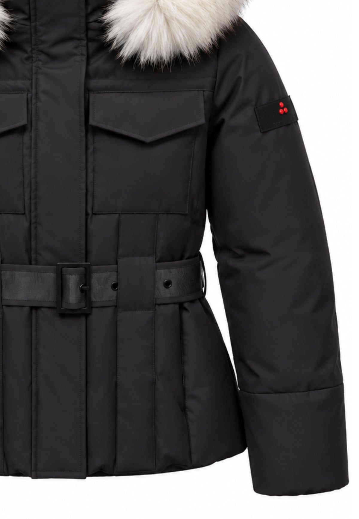 Peuterey GIUBBOTTO NERO CON CINTURA ED ECOPELLICCIA Bambine e ragazze MOONLIGHT TA 03 FUR KID.NE