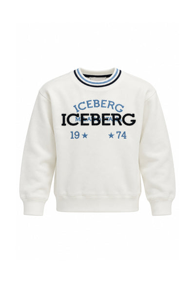 ICEBERGS MAGLIONE BIANCO CON LOGO RICAMATO Bambini e ragazzi MGICE7311J.BIA_