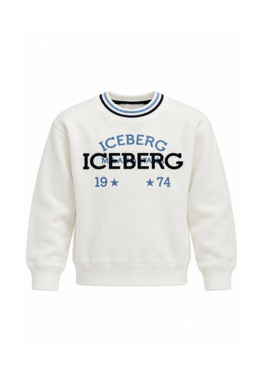 ICEBERGS MAGLIONE BIANCO CON LOGO RICAMATO Bambini e ragazzi MGICE7311J.BIA_