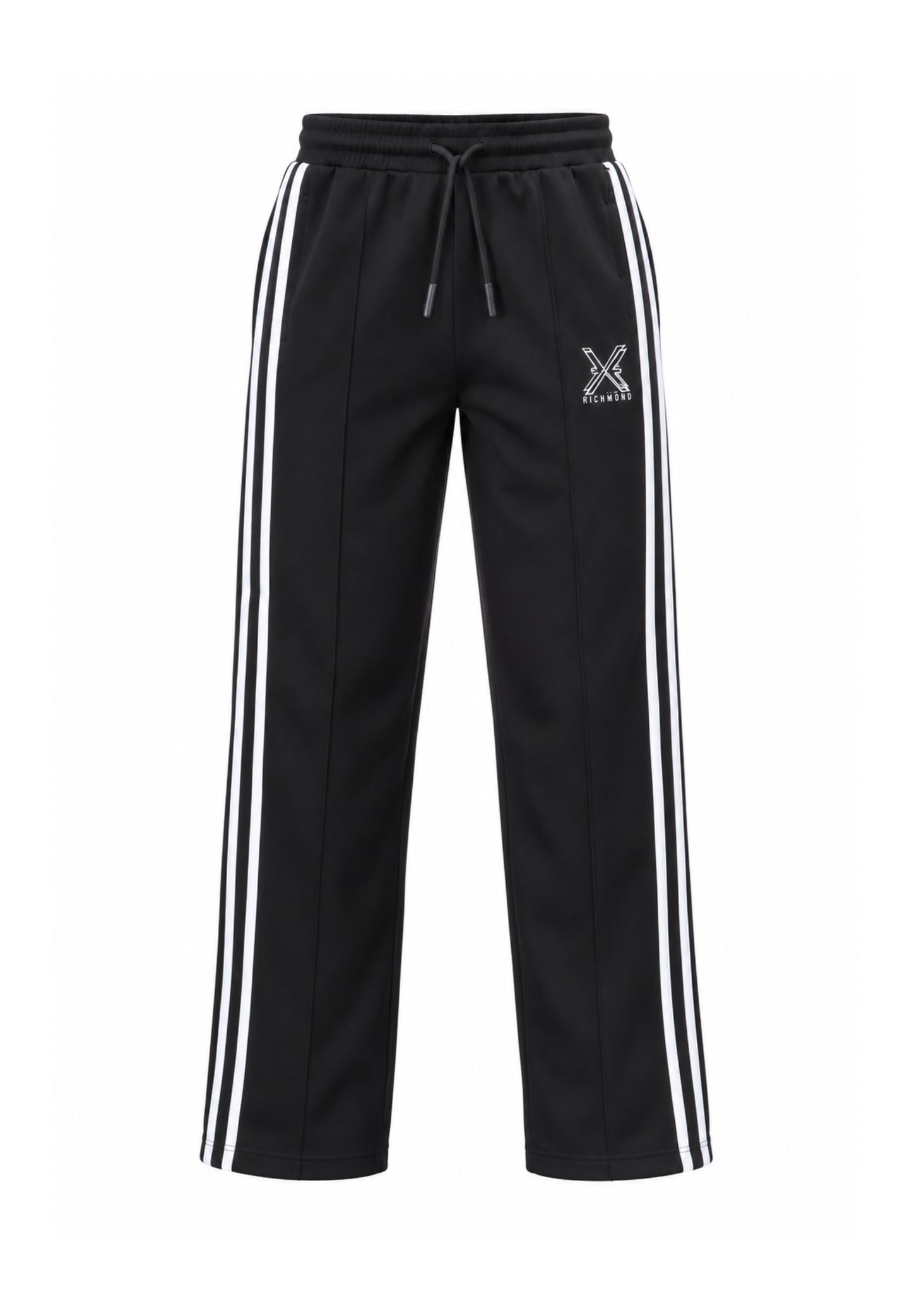 John Richmond tuta NERA A COLLO ALTO CON ZIP E STRISCE LATERALI Uomo uma26277tuta.ne_