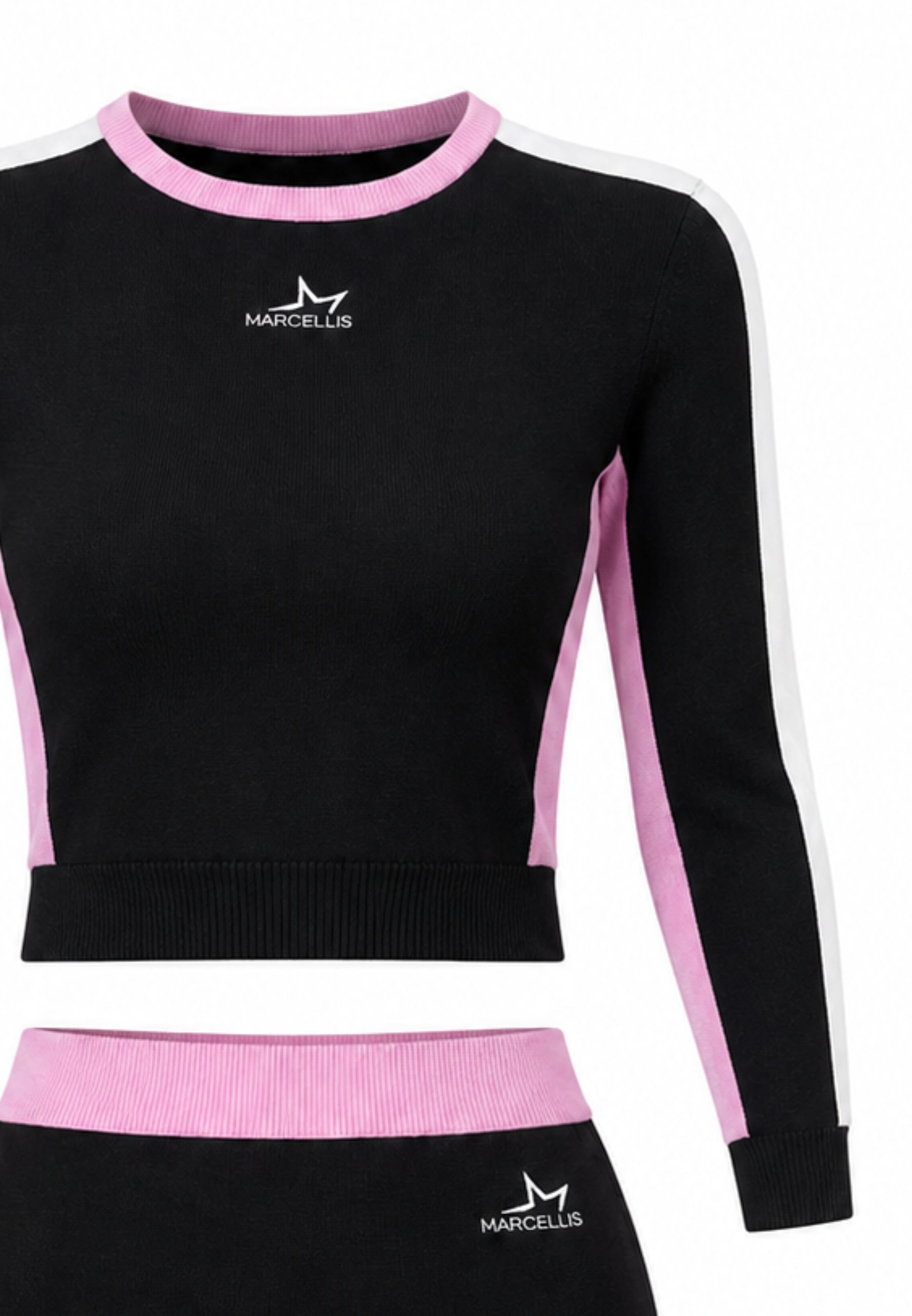 MARC ELLIS COMPLETO NERO MAGLIONCINO E GONNA CON DETTAGLI ROSA E BIANCHI Bambine e ragazze jmjsw03552.NE_