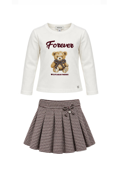 Kocca completo tshirt panna e gonna pie-de-poule Bambine e ragazze joe+wedalin.panna_