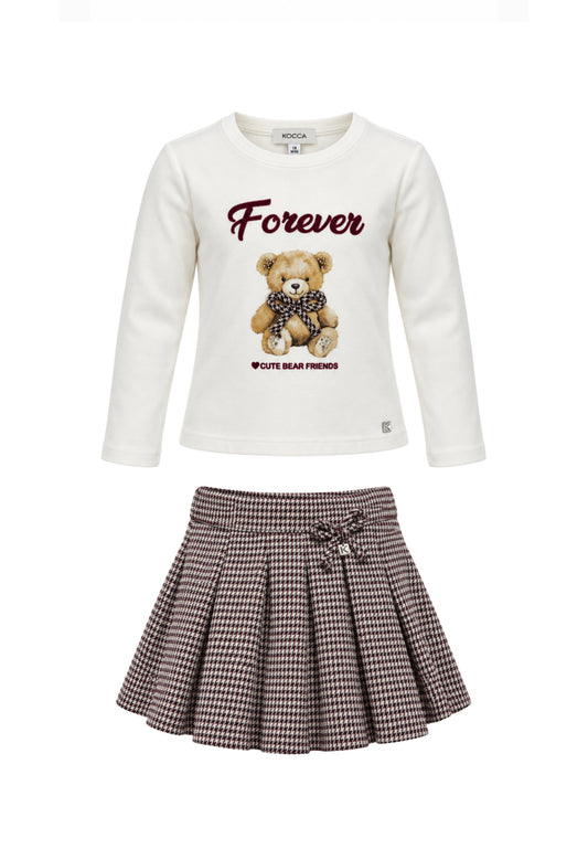Kocca completo tshirt panna e gonna pie-de-poule Bambine e ragazze joe+wedalin.panna_