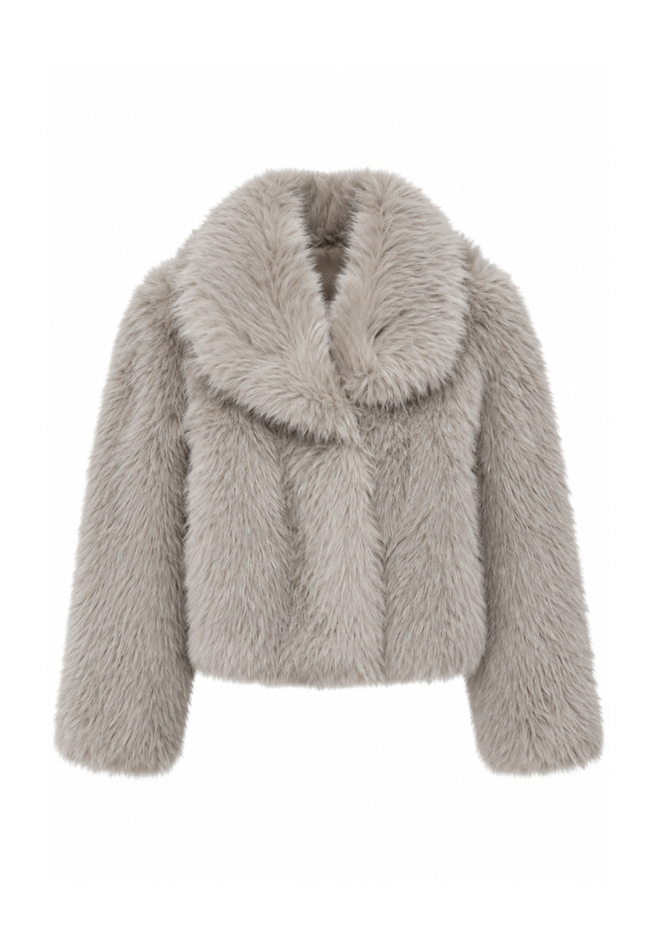 Kocca Junior Pellicciotto beige crop con colletto con risvolto Bambina e Ragazza walan.beige_