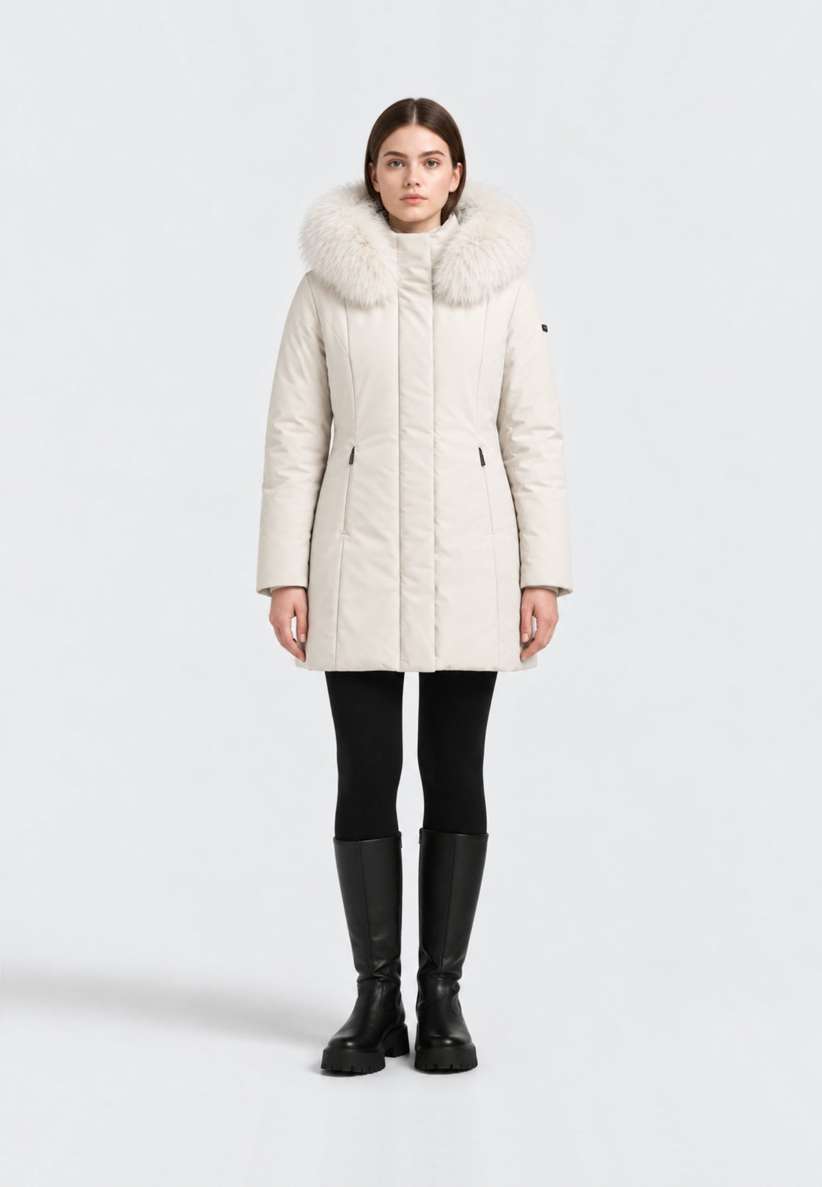REFRIGIWEAR GIUBBOTTO AVORIO CON PELLICCIA NEL CAPPUCCIO Donna LADY TECH/1 FUR JACKET.AVORI_