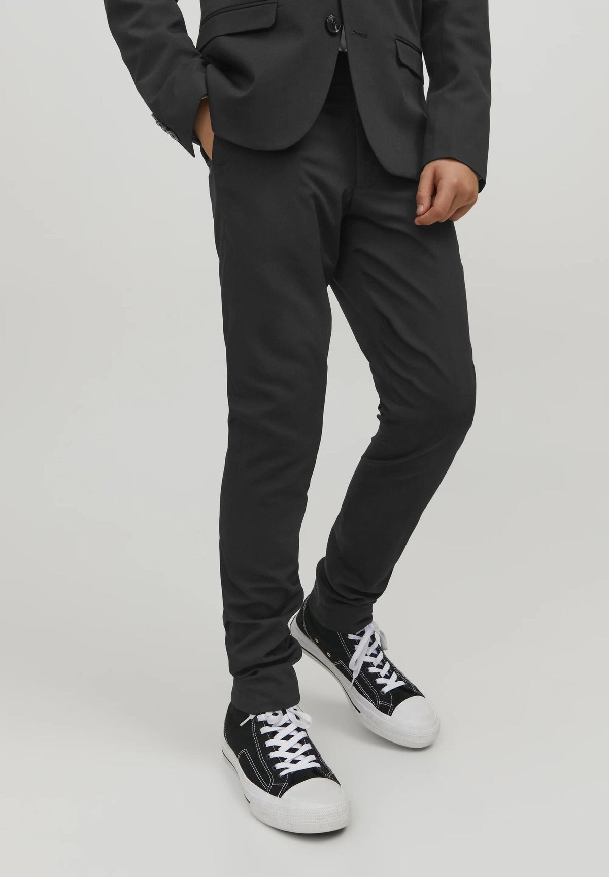 cammaratamode jack jones junior pantaloni eleganti bambino e ragazzo neri slim fit  12203547.NE_