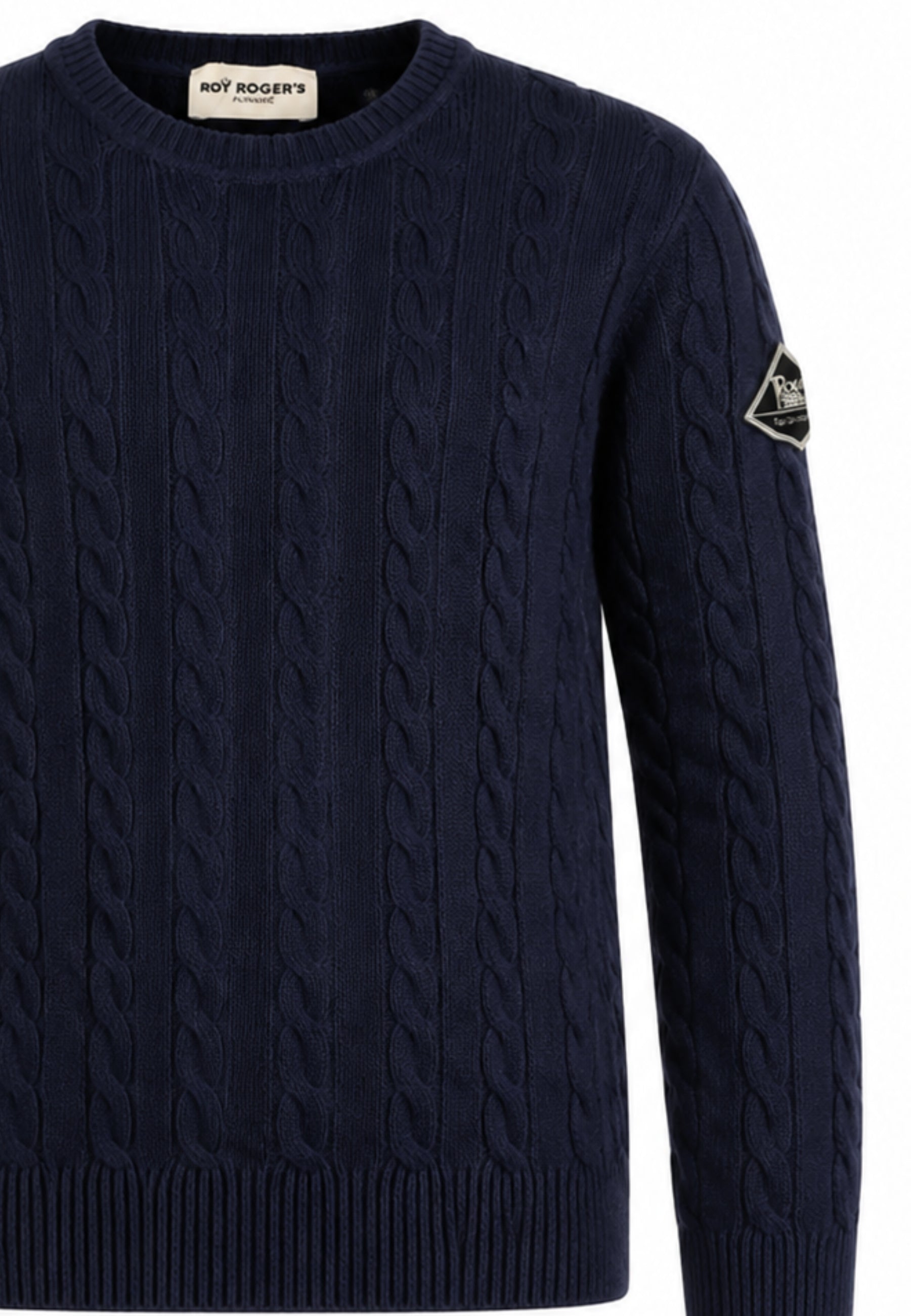 Roy Roger's maglione blu a treccia con toppa sul braccio Bambini e ragazzi rx401/00.blu_