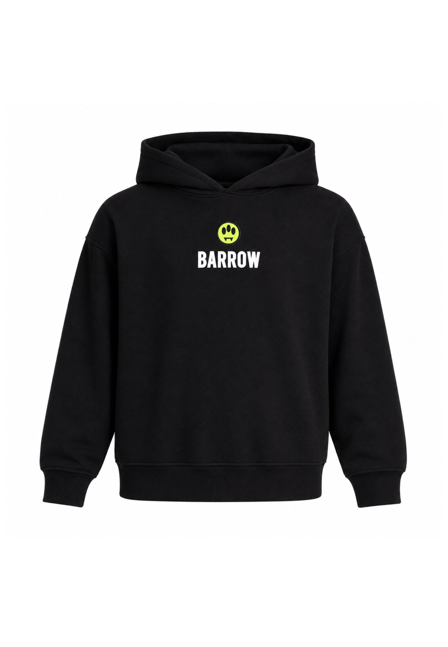 BARROW FELPA NERA CON CAPPUCCIO logo piccolo centrale e maxi stampa sul retro Bambini e ragazzi F6BKJBHS074.NE_