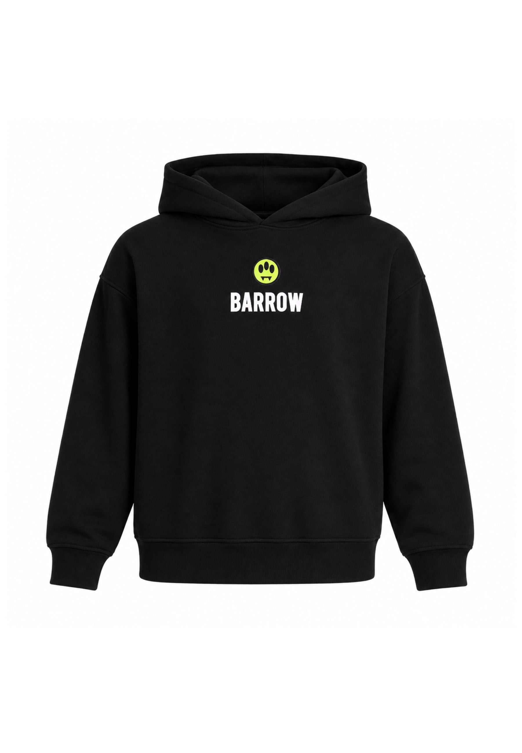 BARROW FELPA NERA CON CAPPUCCIO logo piccolo centrale e maxi stampa sul retro Bambini e ragazzi F6BKJBHS074.NE_