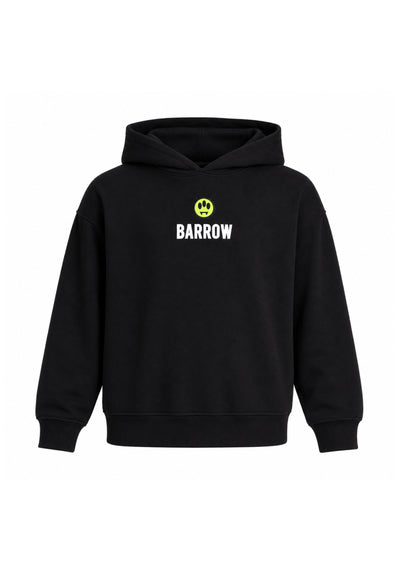 BARROW FELPA NERA CON CAPPUCCIO logo piccolo centrale e maxi stampa sul retro Bambini e ragazzi F6BKJBHS074.NE_