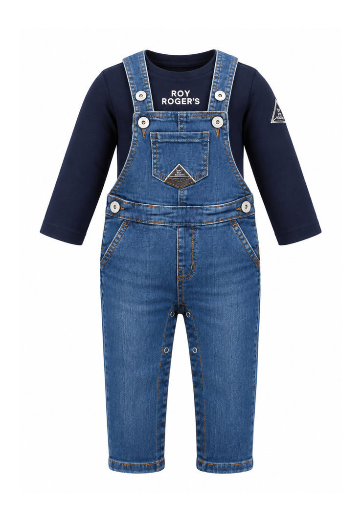Roy Roger's completo blu con salopette a pantalone e maglia Bambini e ragazzi rh079/k1.blu_