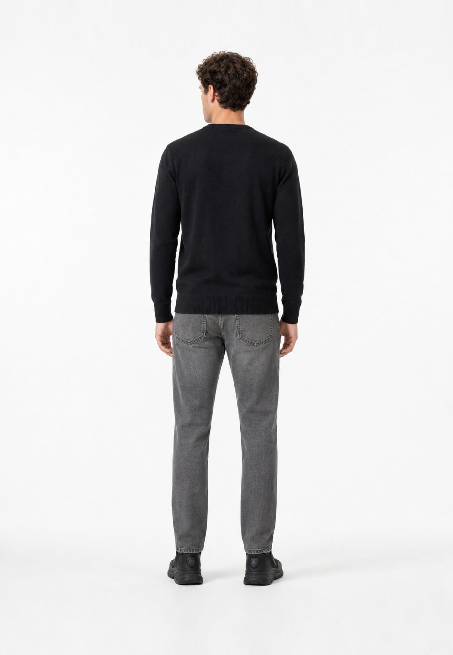 REFRIGIWEAR MAGLIONE NERO IN LANA SAGOMATO CON MINI LOGO RICAMATO Uomo BENNET PULLOVER.NE_