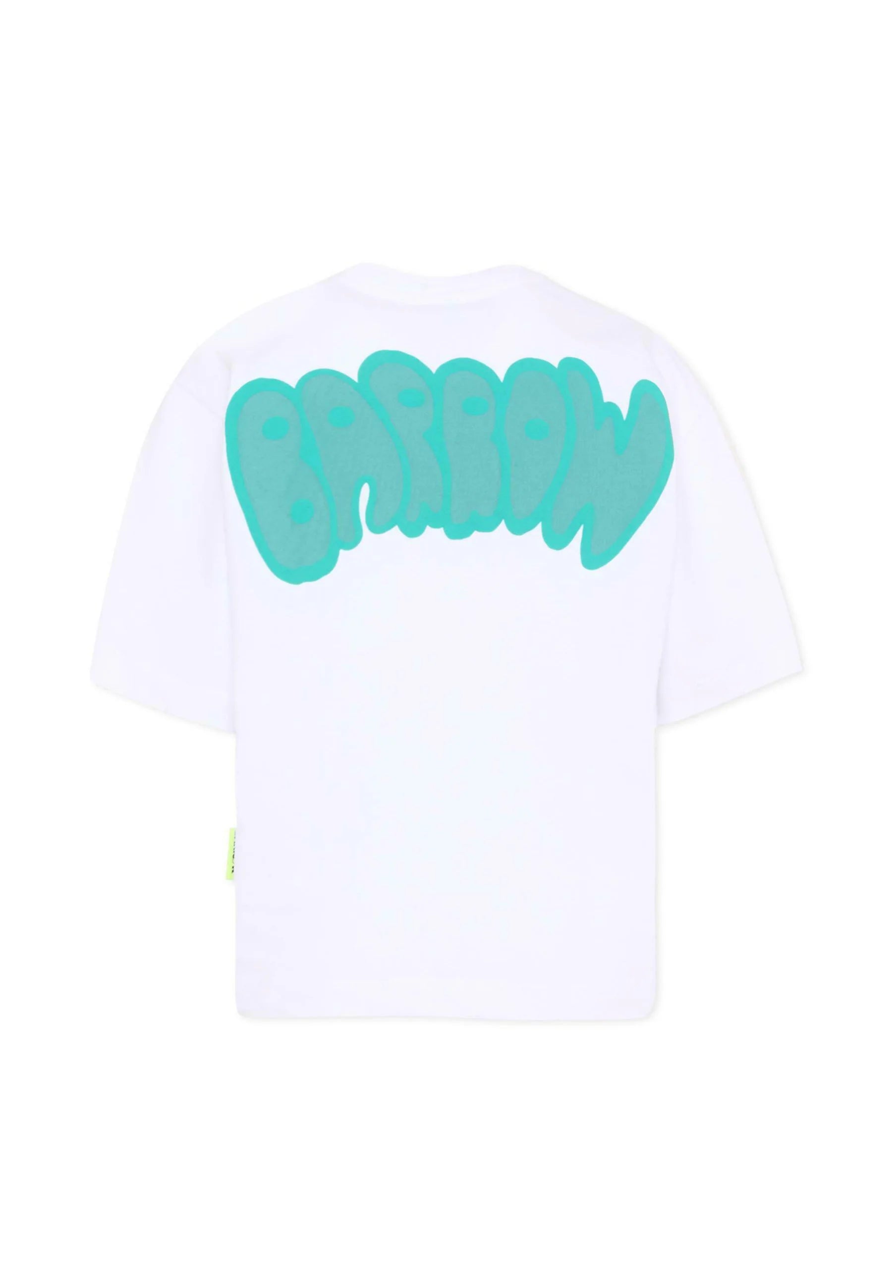 BARROW TSHIRT BIANCA A MANICHE CORTE CON LOGO SMILE Bambini e ragazzi S6BKJUTH007_