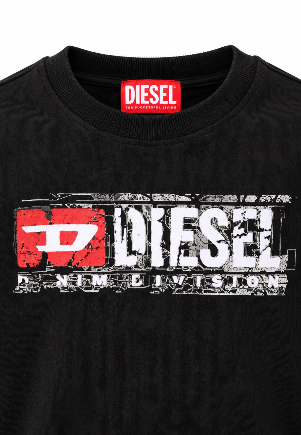 Diesel FELPA NERO CON LOGO EFFETTO ROVINATO Bambini e ragazzi SLOMIX.NE_