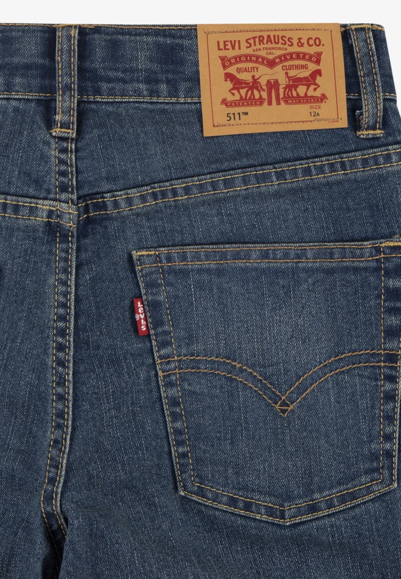 Levi's JEANS BLU DENIM 511 SLIM FIT A CINQUE TASCHE Bambini e ragazzi 9e2006-m8n.denim
