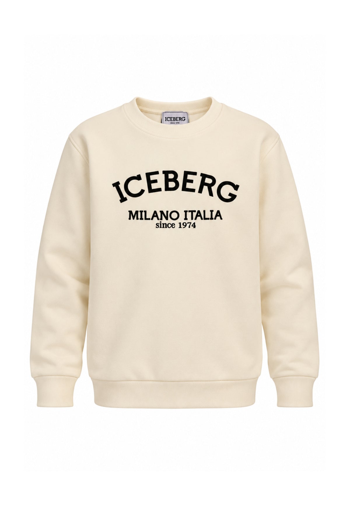 ICEBERGS FELPA PANNA A GIROCOLLO CON MAXI LOGO CENTRALE Bambini e ragazzi MFICE7334J.PANNA_