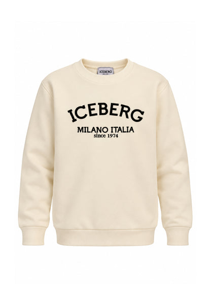 ICEBERGS FELPA PANNA A GIROCOLLO CON MAXI LOGO CENTRALE Bambini e ragazzi MFICE7334J.PANNA_