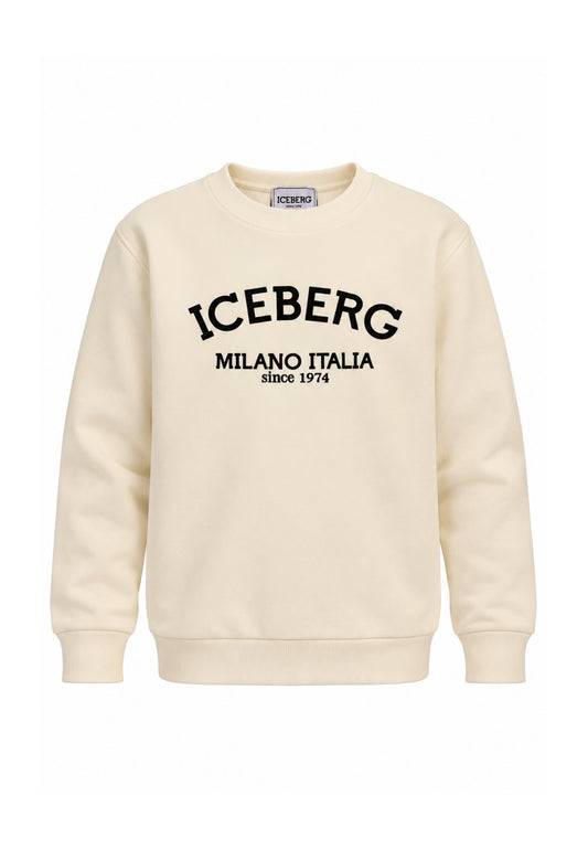 ICEBERGS FELPA PANNA A GIROCOLLO CON MAXI LOGO CENTRALE Bambini e ragazzi MFICE7334J.PANNA_