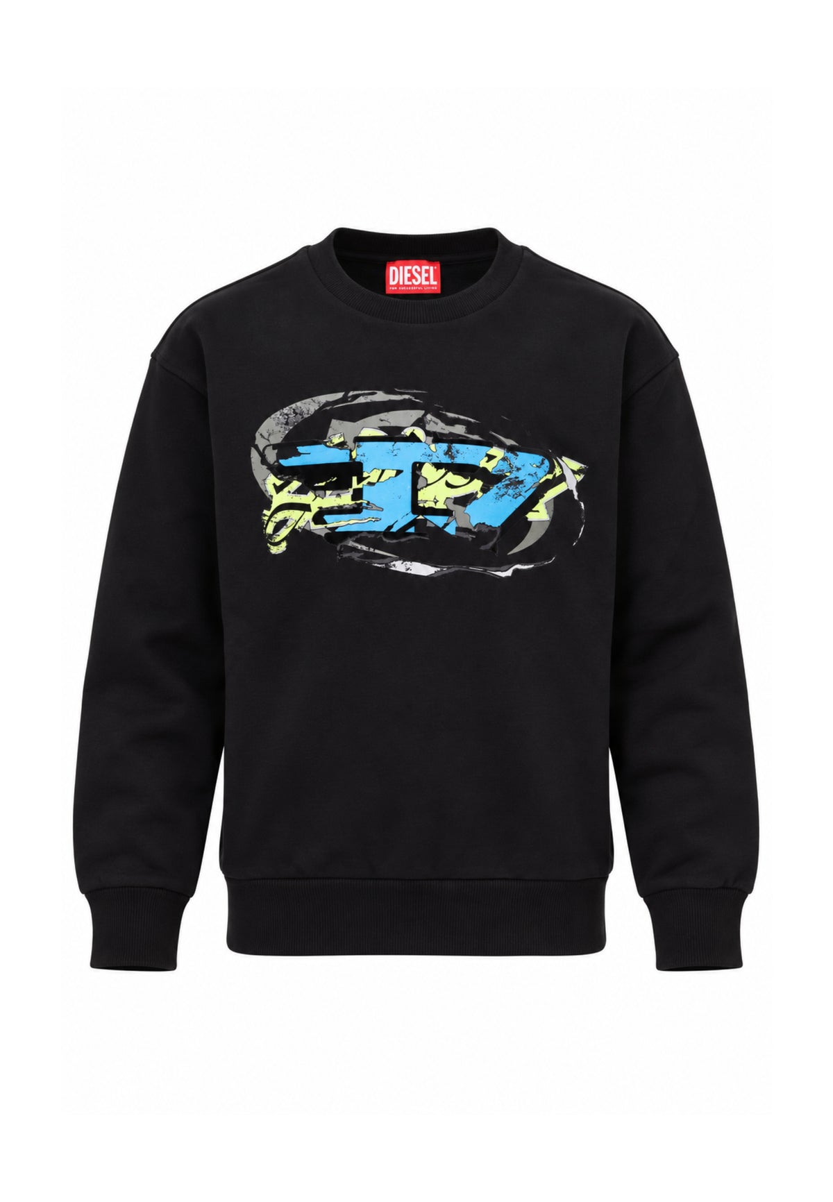 Diesel FELPA NERA GIROCOLLO CON LOGO GRAFFITI Bambini e ragazzi SCRAPOVER.NE_