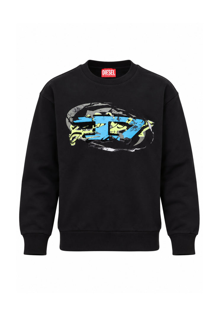 Diesel FELPA NERA GIROCOLLO CON LOGO GRAFFITI Bambini e ragazzi SCRAPOVER.NE_