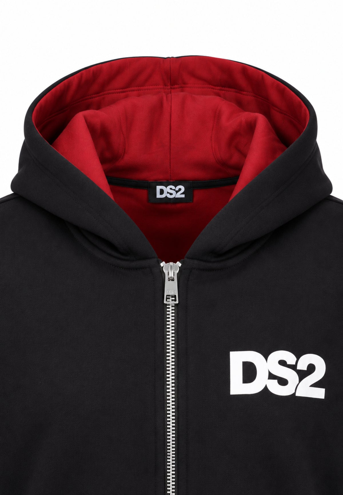 DS2 FELPA NERO CON ZIP E MAXI LOGO ROSSO RETRO Bambini e ragazzi F62K265.NE_
