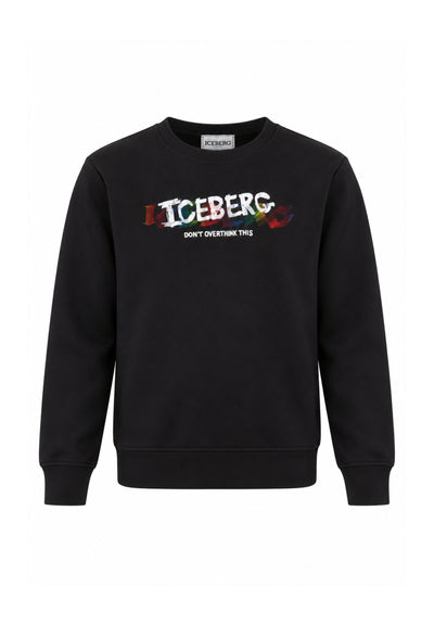 ICEBERGS FELPA NERA A GIROCOLLO CON GRAFICA CENTRALE Bambini e ragazzi MFICE7307J.NE_