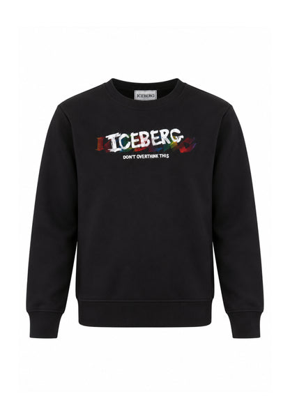 ICEBERGS FELPA NERA A GIROCOLLO CON GRAFICA CENTRALE Bambini e ragazzi MFICE7307J.NE_