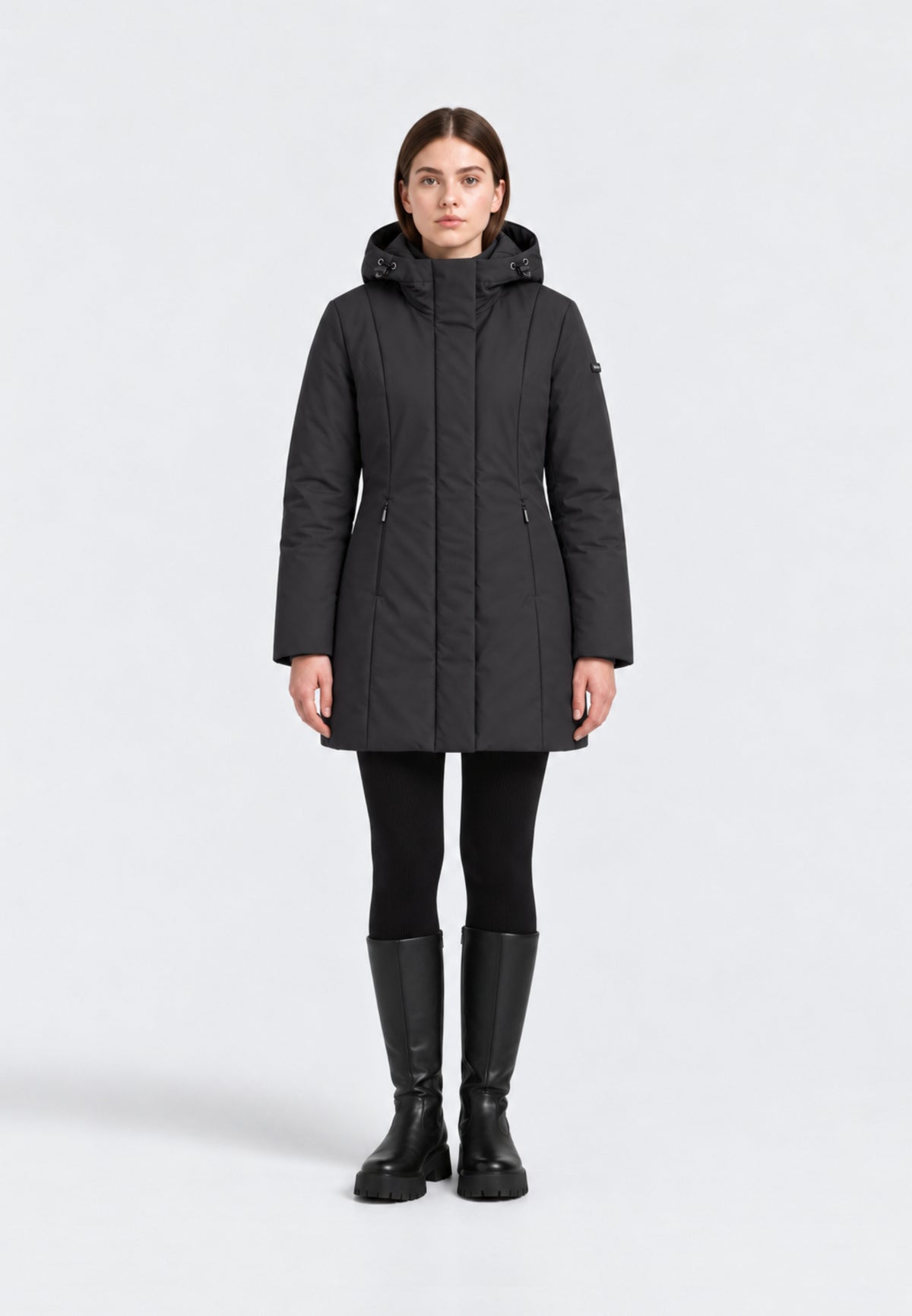 REFRIGIWEAR GIUBBOTTO NERO lungo sagomato Donna LADY TECH/1 JACKET.NE_