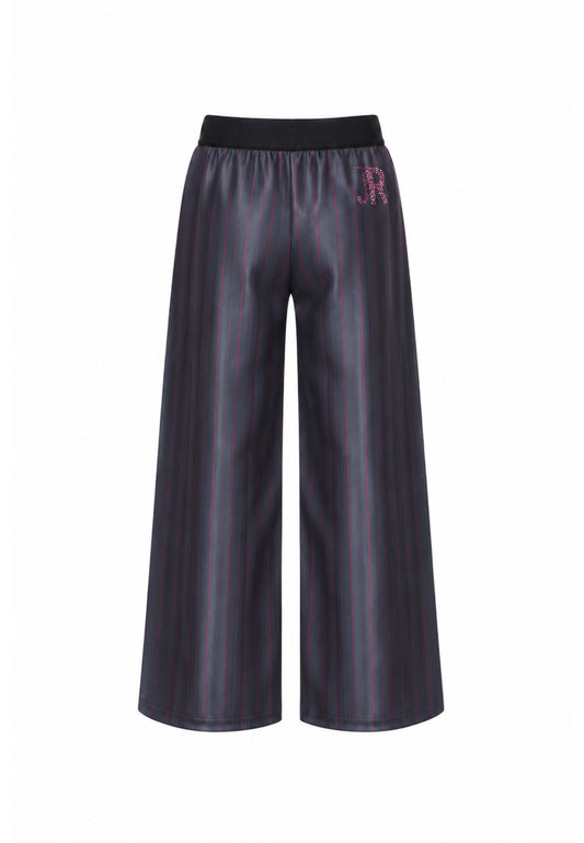 John Richmond pantalone grigio con righe sottili rosa e elastico logato in vita Bambine e ragazze rga26105pa.grig_