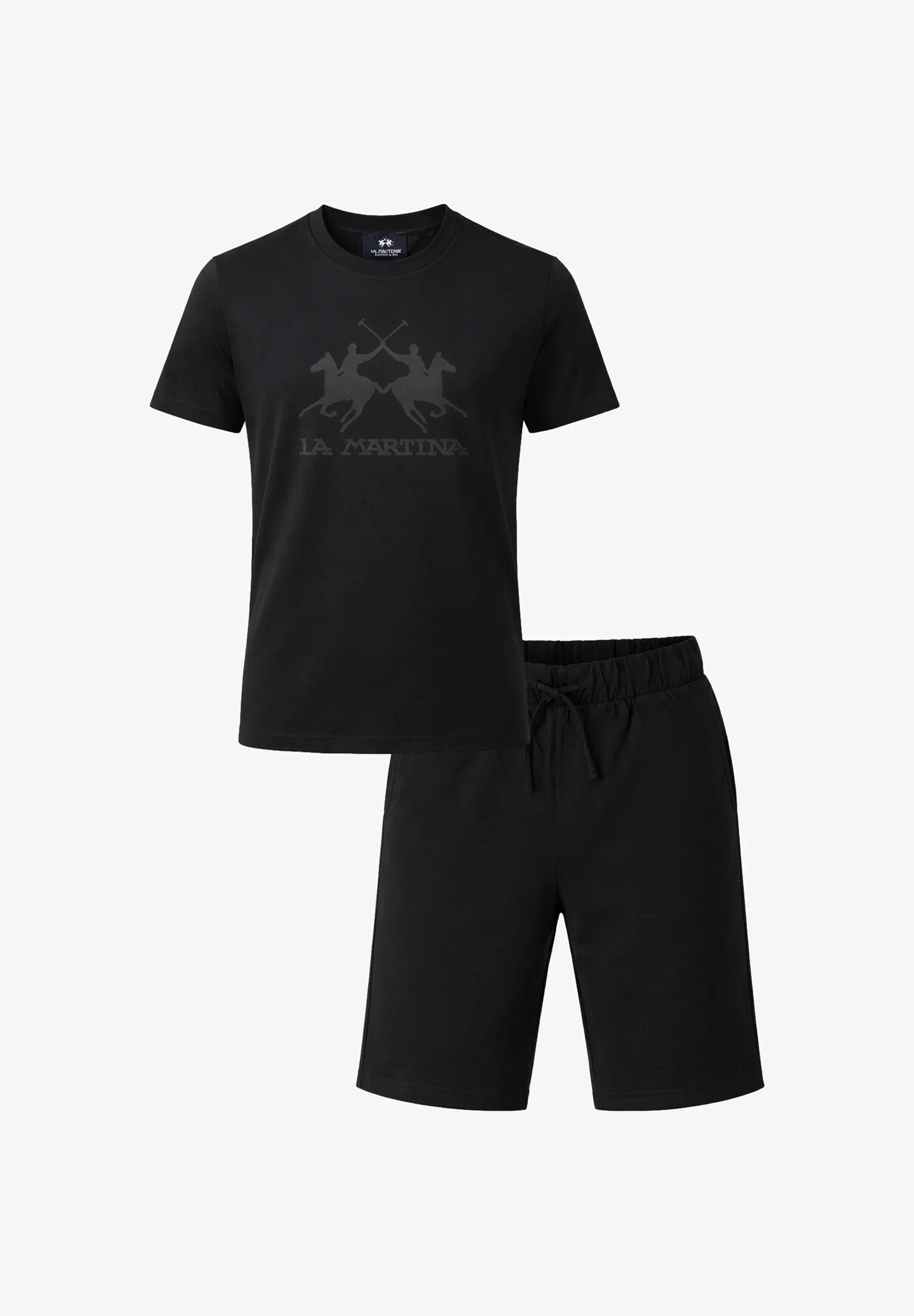 La Martina Completo Con Tshirt e Bermuda Neri Bambino MAB0033_