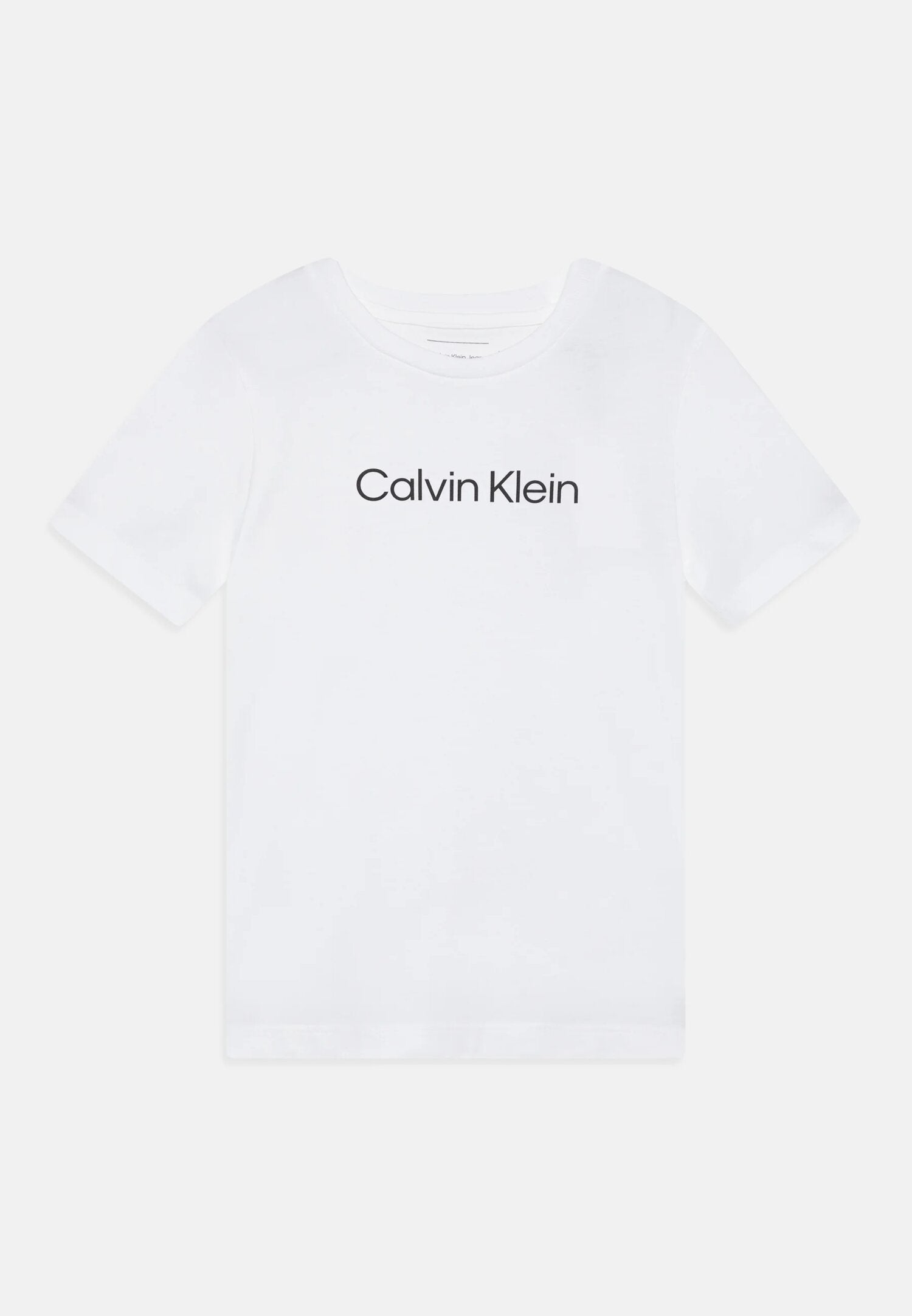 Calvin Klein Tshirt Bianca Bambino In Jersey Maniche Corte Passeggio PE26