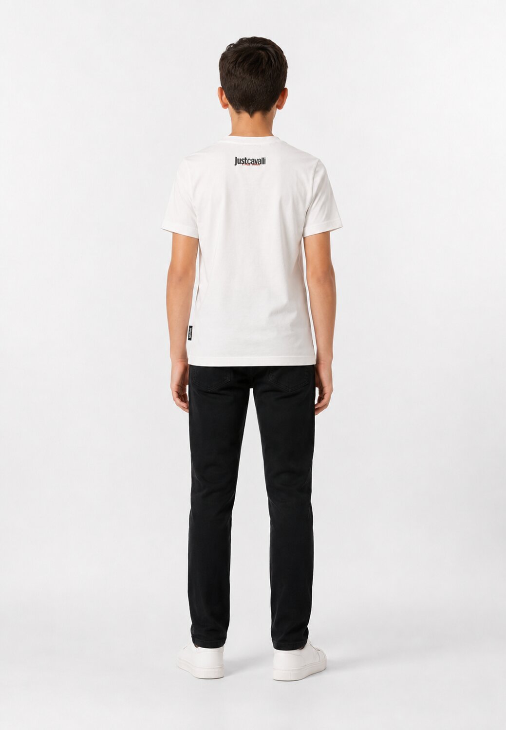 Just Cavalli t-Shirt Bianca Stampa Nera Jc Davanti Bambino JBP26014TS_