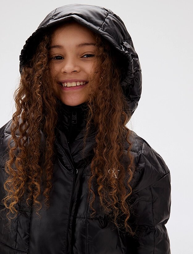 Calvin Klein Piumino Nero Bambina In Nylon Con Cappuccio | Sportivo AI25 | CammarataMode