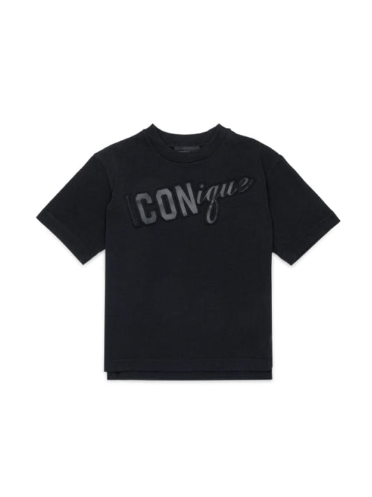 Dsquared t-shirt kids/junior in cotone nero con logo a rilievo loose fit Bambino