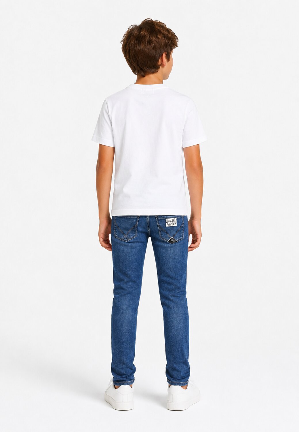 Roy Roger's t-Shirt Bianca Logo Nero Roy Davanti Bambino RG108_