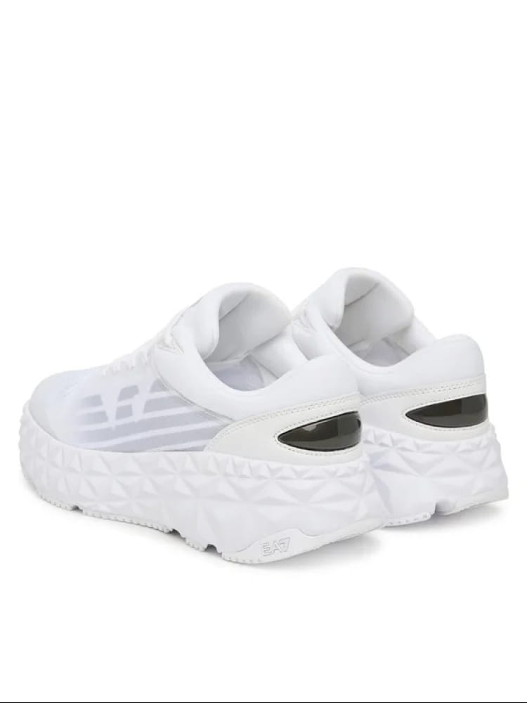 Emporio Armani sneakers uomo running in tessuto bianco con maxi logo Uomo