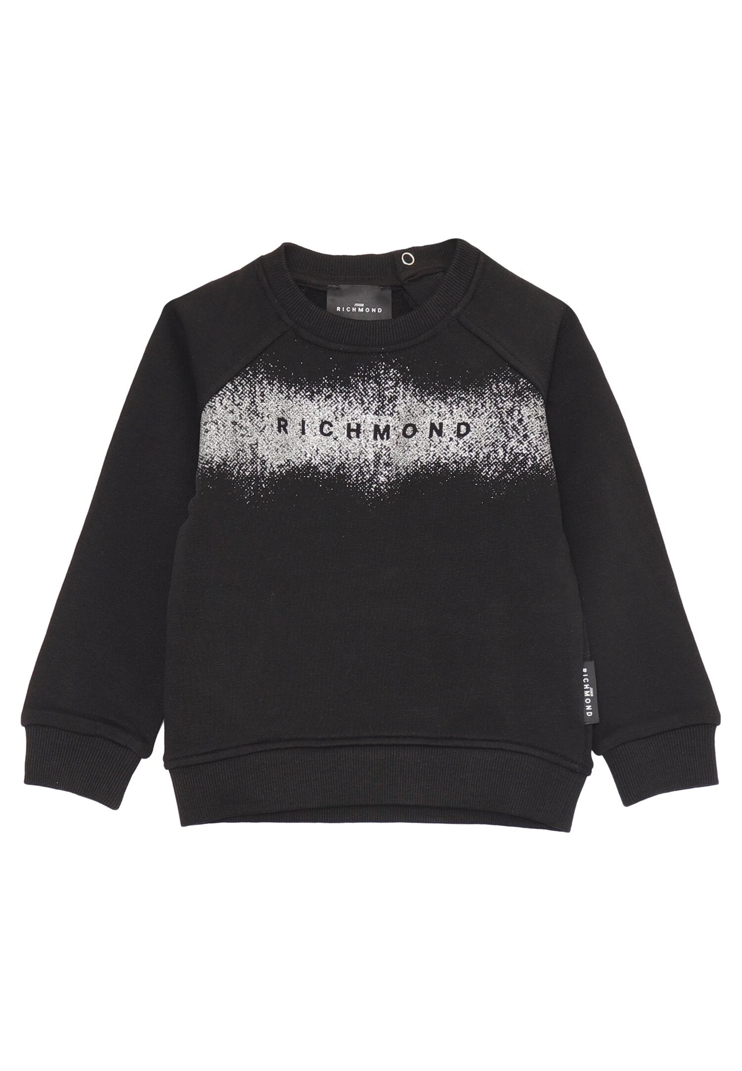 John Richmond Tuta Nero Neonata Glitter In Cotone Girocollo Sportivo AI25