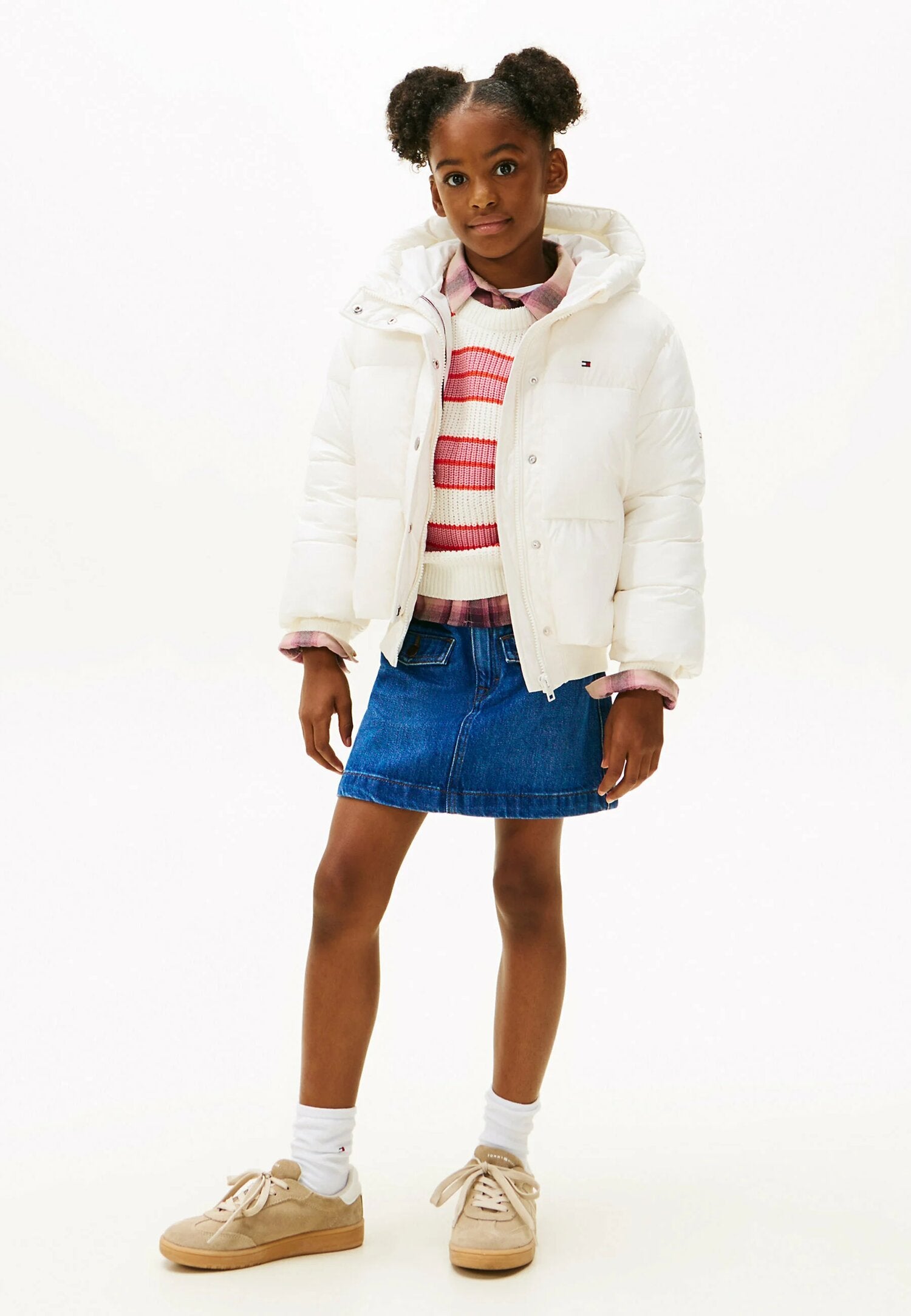 Tommy Hilfiger Giubotto Bianco Bambina In Nylon Con Cappuccio | Quotidiano AI25 | CammarataMode