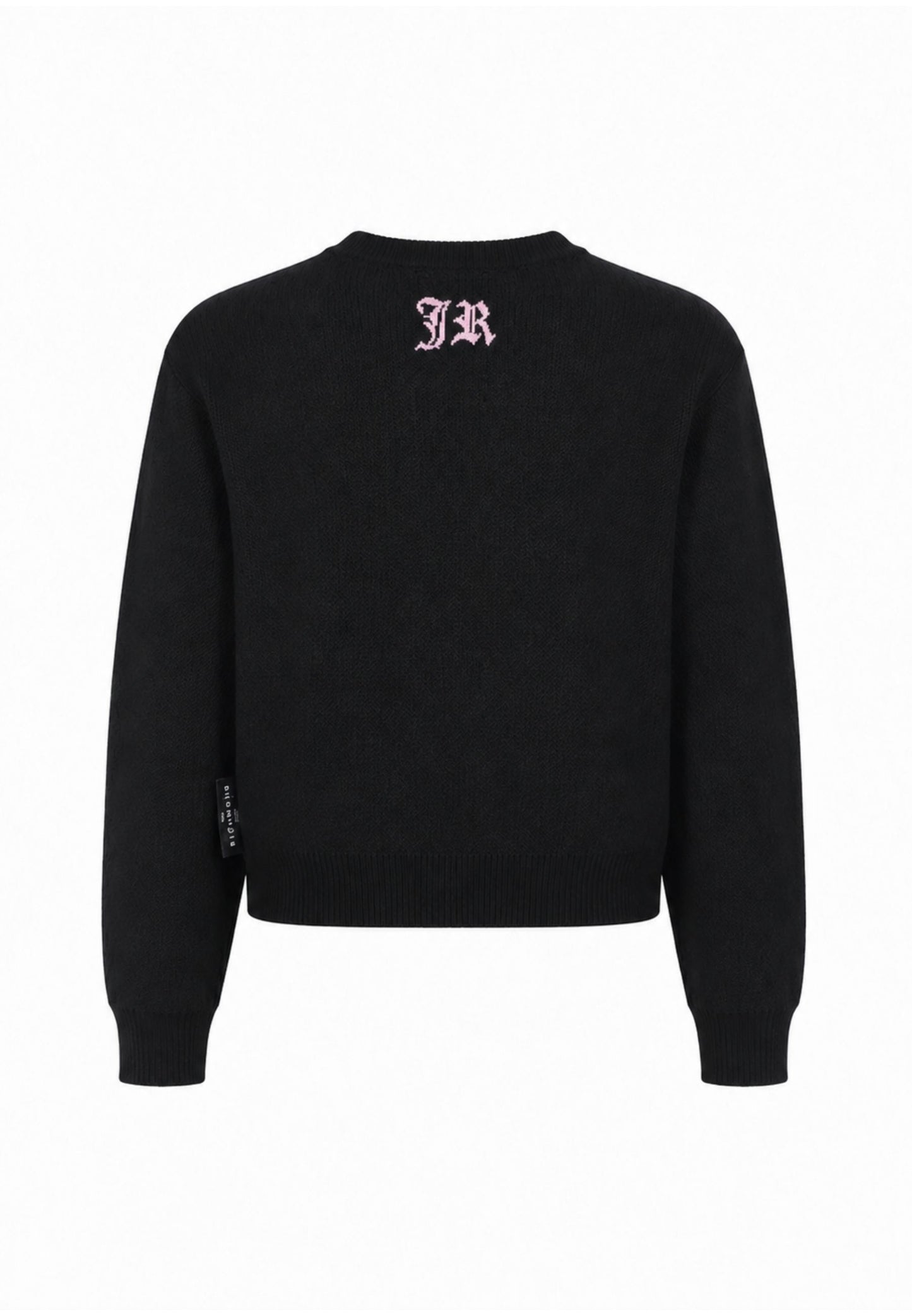 John Richmond maglione nero crop bambina con scritta e strass Bambine e ragazze rga26061ma.ne_