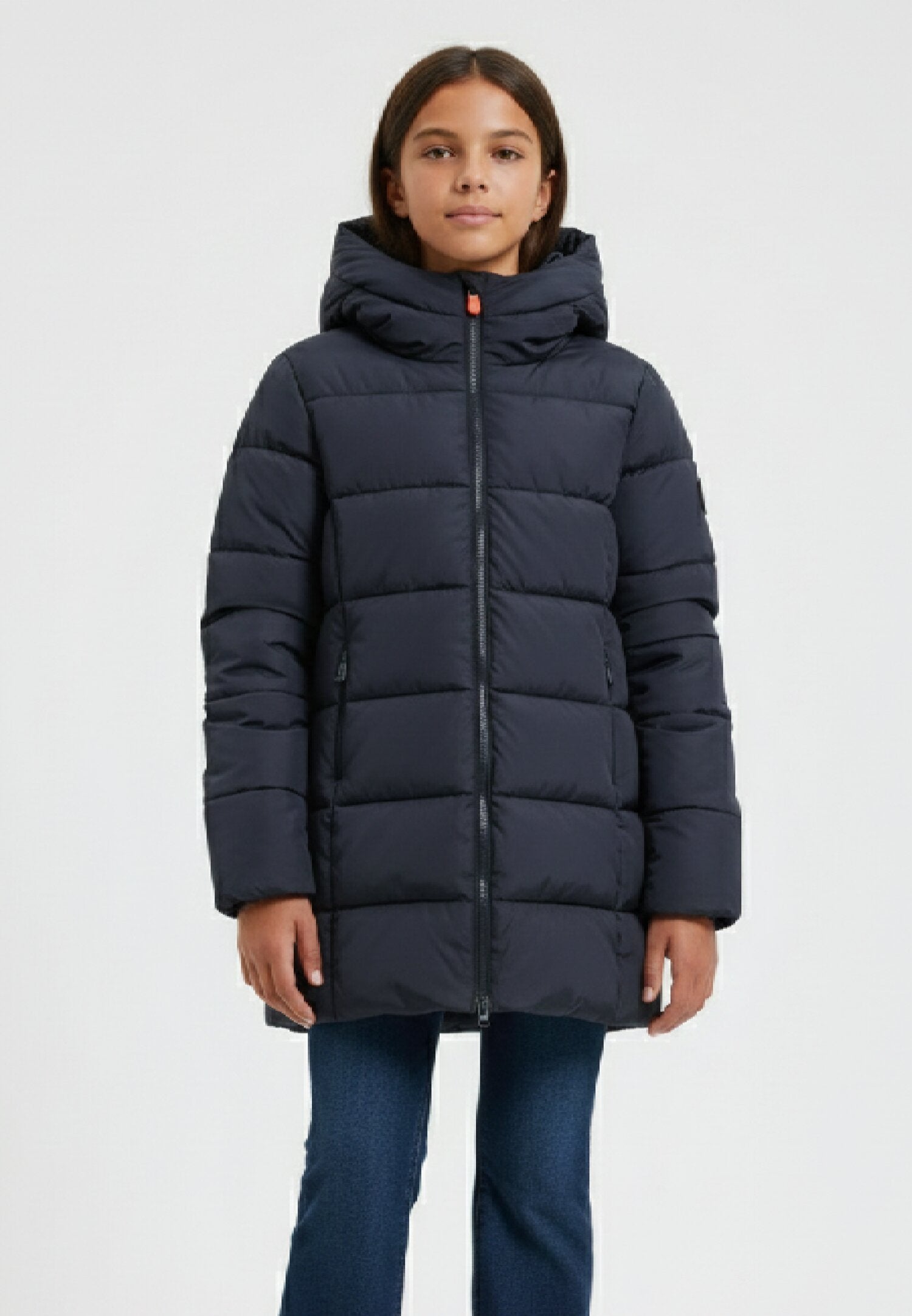 Save The Duck Giubbotto Blu Bambina In Nylon Con Cappuccio Invernale AI25