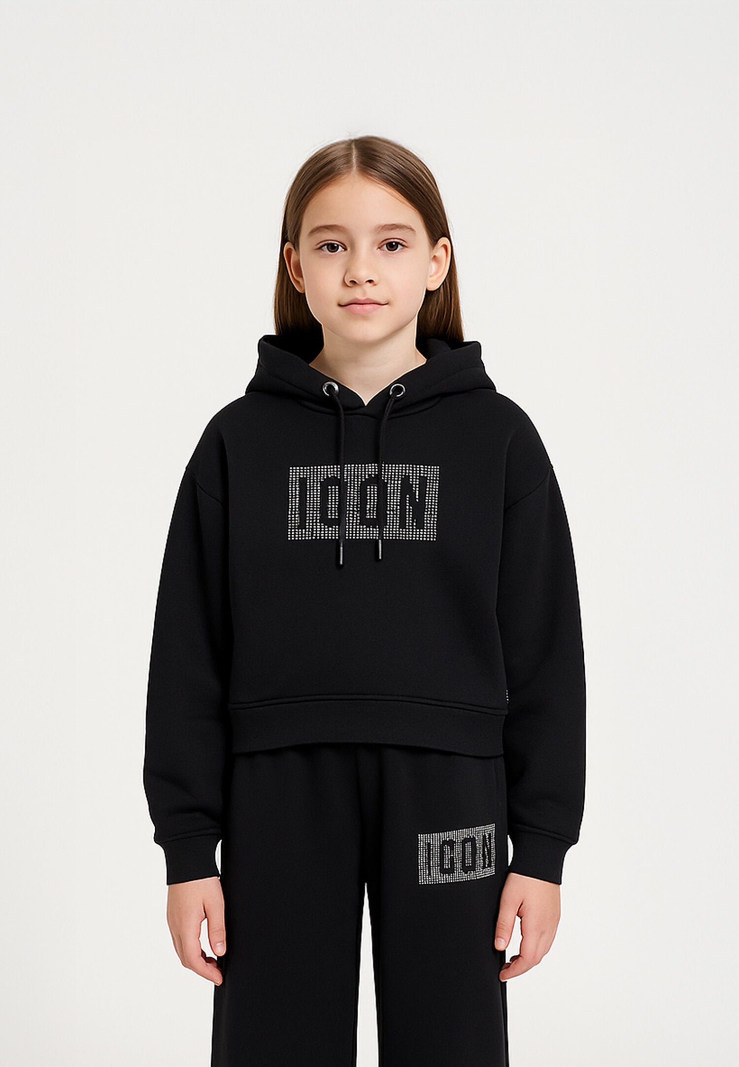 Icon Felpa Bambina In Cotone Con Cappuccio Sportivo AI25